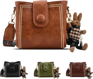 Bootara Bucket Bag–Women's Vintage Convertible Shoulder Crossbody Bag with Bunny Charm,Spacious Retro Travel Tot