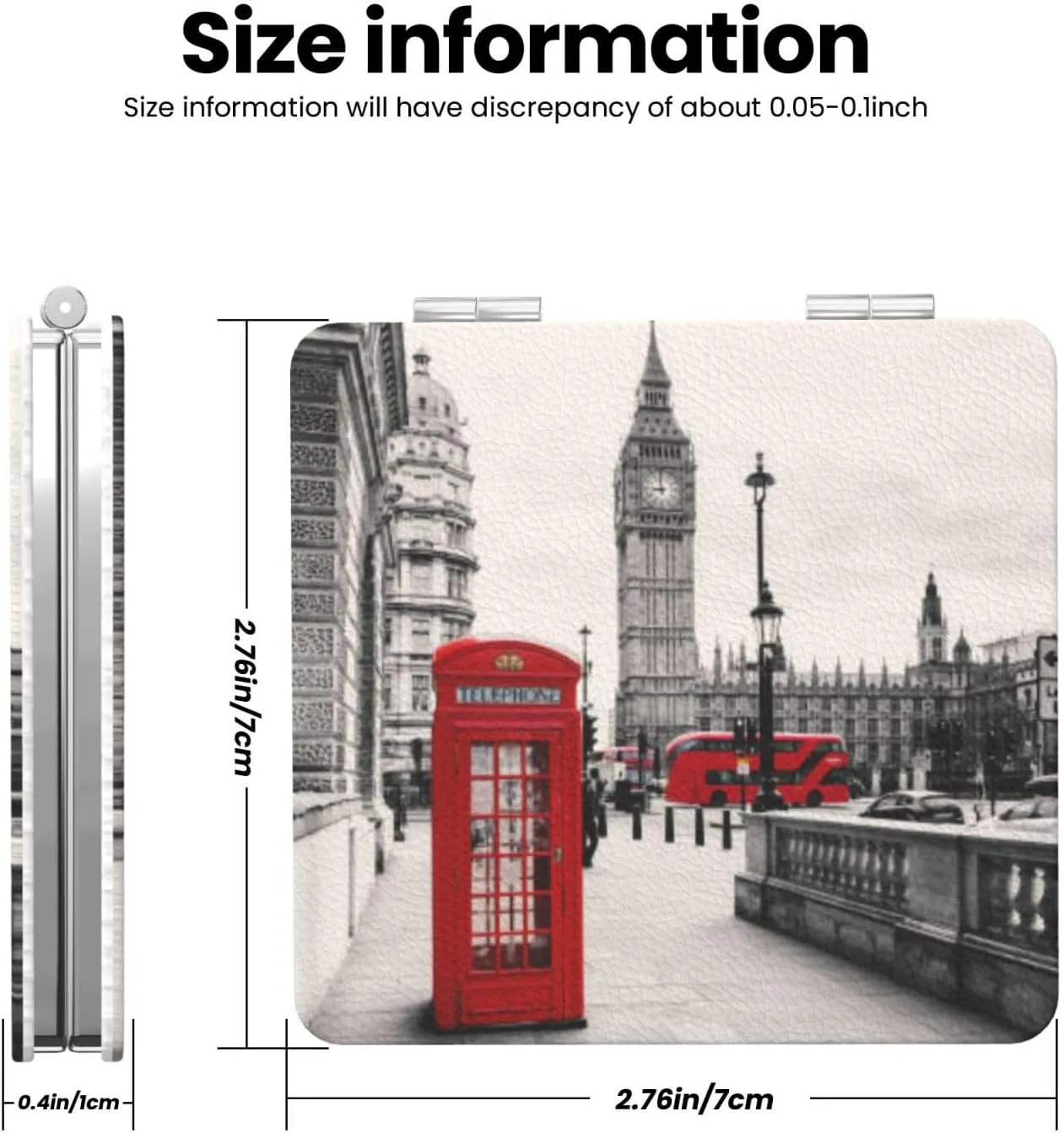 Booth Big Ben London Mini Makeup Mirror Portable Pocket Cosmetic Mirror Folding Compact Mirror