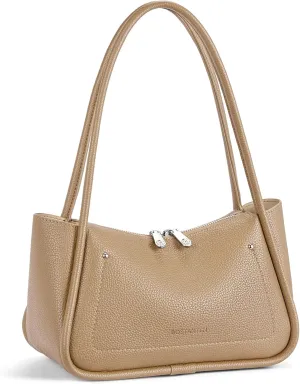 BOSTANTEN Small Purses for Women Trendy Shoulder Bag Vegan Leather Hobo Handbags with Double Zipper