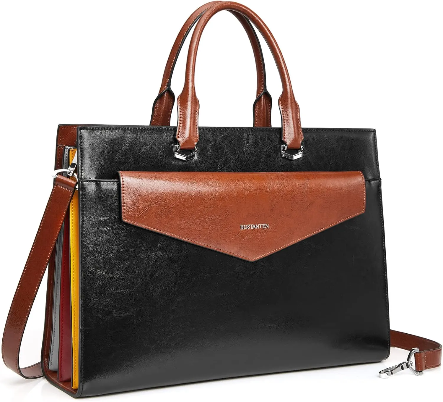 BOSTANTEN Weekender Bags for Women Leather Travel Duffle Bag Carry On Overnight Duffel with Shoe Compartment &Briefcase for Women Laptop Tote 15.6 Inch Genuine Leather Handbag Work Bag
