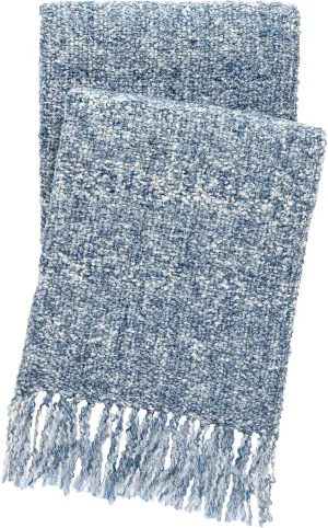 Boucle Indoor/Outdoor Throw, 50" X 70", Blue Solid Pattern