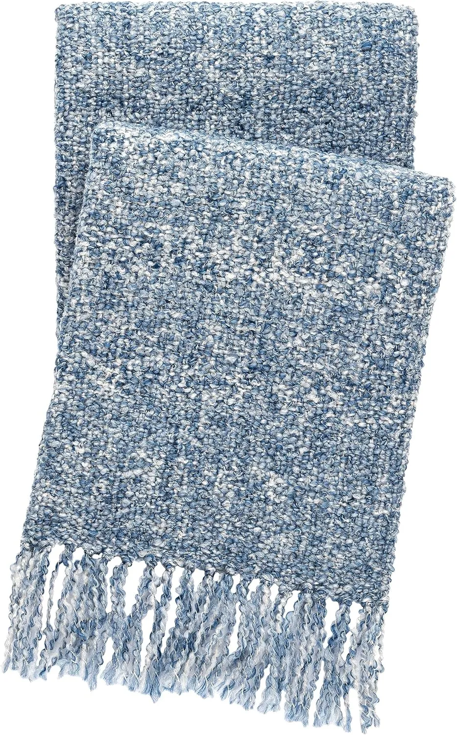 Boucle Indoor/Outdoor Throw, 50" X 70", Blue Solid Pattern