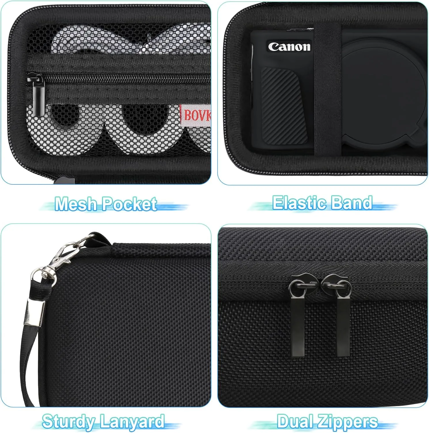 BOVKE Protective Case and Soft Cover for Canon PowerShot SX740/ SX730 Digital Camera, Silicone Rubber Camera Sleeve with Hard Carrying Case fits Canon Sx740, Black
