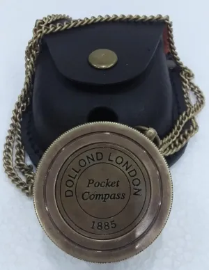 Brass Sundial Compass with Leather Box London 1885 Nautical Antique Poem Compass Working Nautical Marine Sundial Compass for Antique Collectible Lover's (2.25 Inch) by Heynz