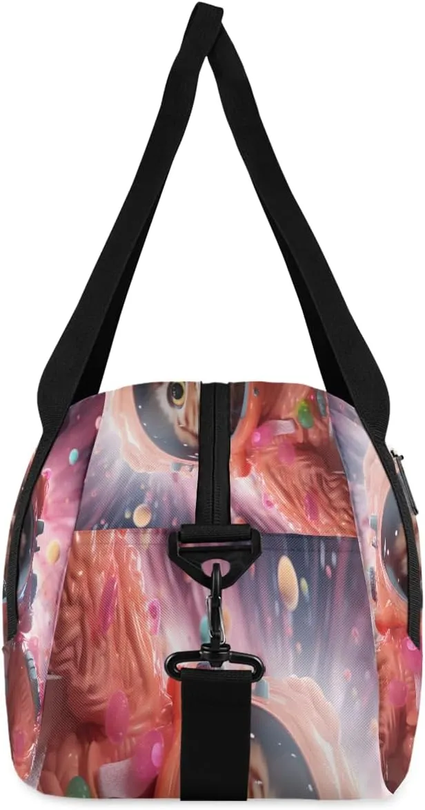 Brave Space Cat Kids Duffle Bag Boys Girls Small Sport Dance Gym Bag for Overnight Travel Weekender Carry On