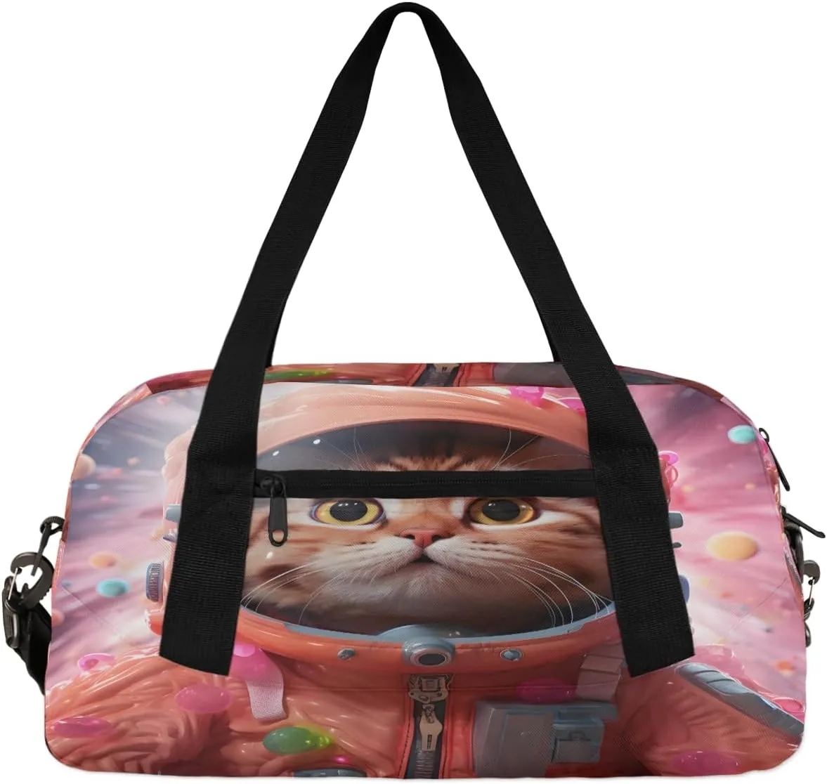 Brave Space Cat Kids Duffle Bag Boys Girls Small Sport Dance Gym Bag for Overnight Travel Weekender Carry On