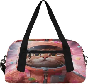 Brave Space Cat Kids Duffle Bag Boys Girls Small Sport Dance Gym Bag for Overnight Travel Weekender Carry On
