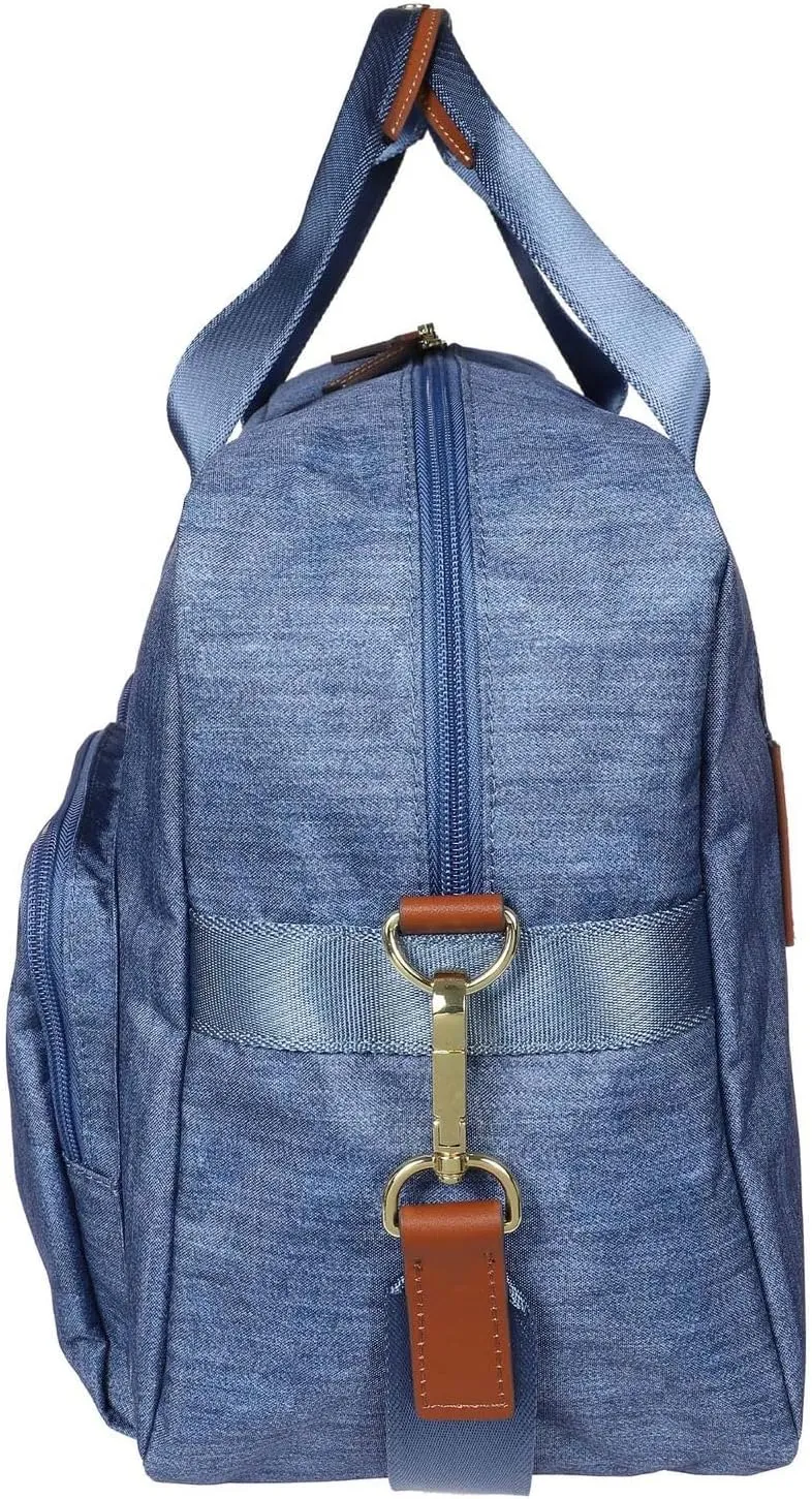 Bric's X-BAG 18-Inch Cargo Duffle Bag - Luxury Travel Bag with Luggage Sleeve - Carry On Bag and Weekender Bag Made from Durable Satin Nylon - Jeans