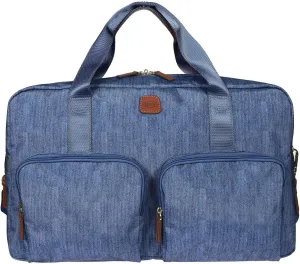 Bric's X-BAG 18-Inch Cargo Duffle Bag - Luxury Travel Bag with Luggage Sleeve - Carry On Bag and Weekender Bag Made from Durable Satin Nylon - Jeans