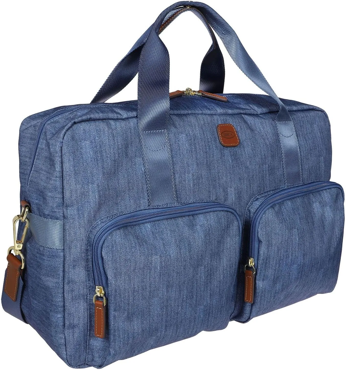 Bric's X-BAG 18-Inch Cargo Duffle Bag - Luxury Travel Bag with Luggage Sleeve - Carry On Bag and Weekender Bag Made from Durable Satin Nylon - Jeans