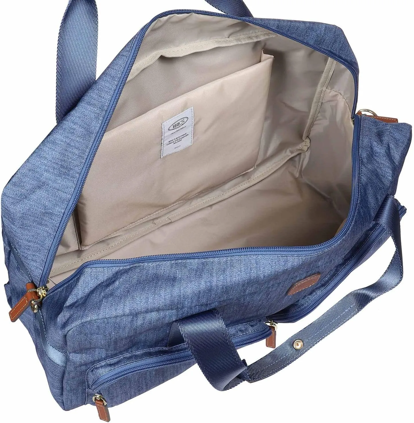 Bric's X-BAG 18-Inch Cargo Duffle Bag - Luxury Travel Bag with Luggage Sleeve - Carry On Bag and Weekender Bag Made from Durable Satin Nylon - Jeans