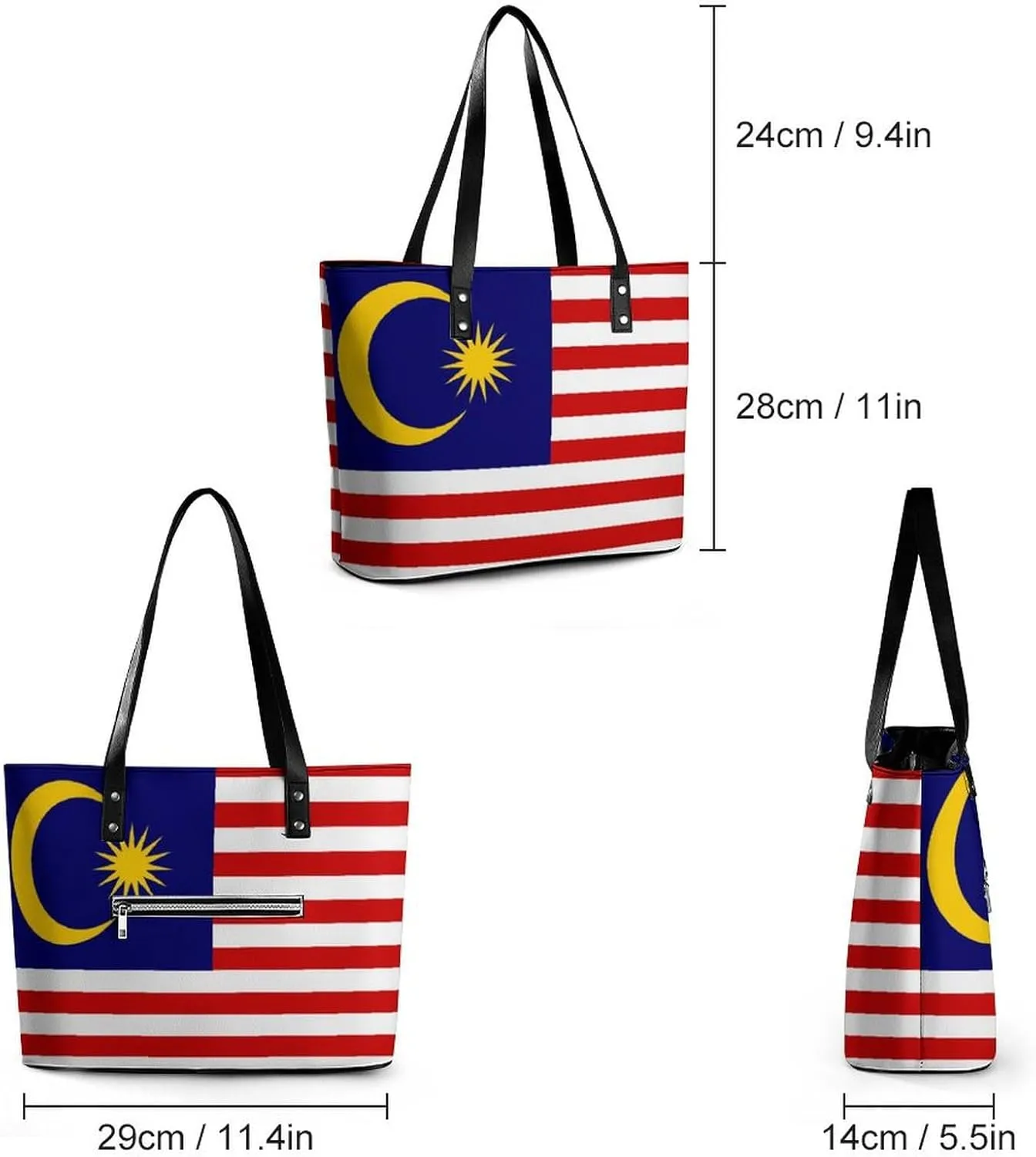 British Virgin Lslands Flag Fashion Hobo Handbag Women Spacious Leather Zipper Tote for Work Travel