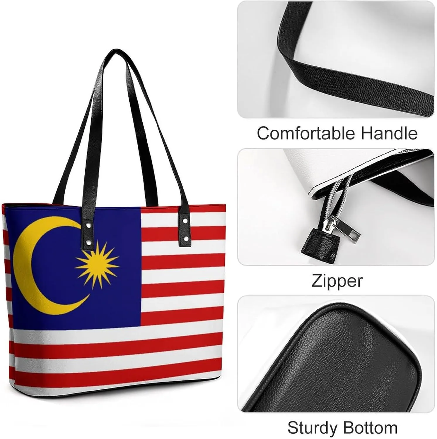 British Virgin Lslands Flag Fashion Hobo Handbag Women Spacious Leather Zipper Tote for Work Travel