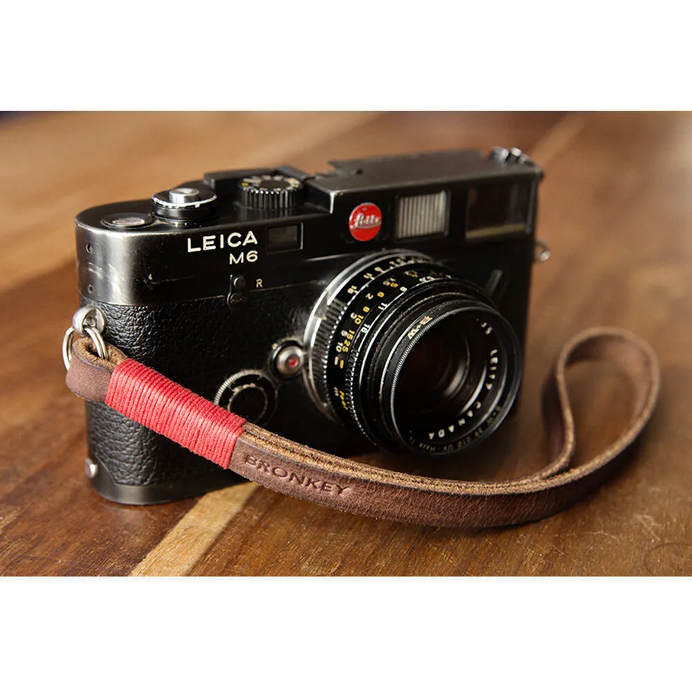 Bronkey Tokyo #202 Leather Camera Wrist Strap (Brown and Red, 9.1")