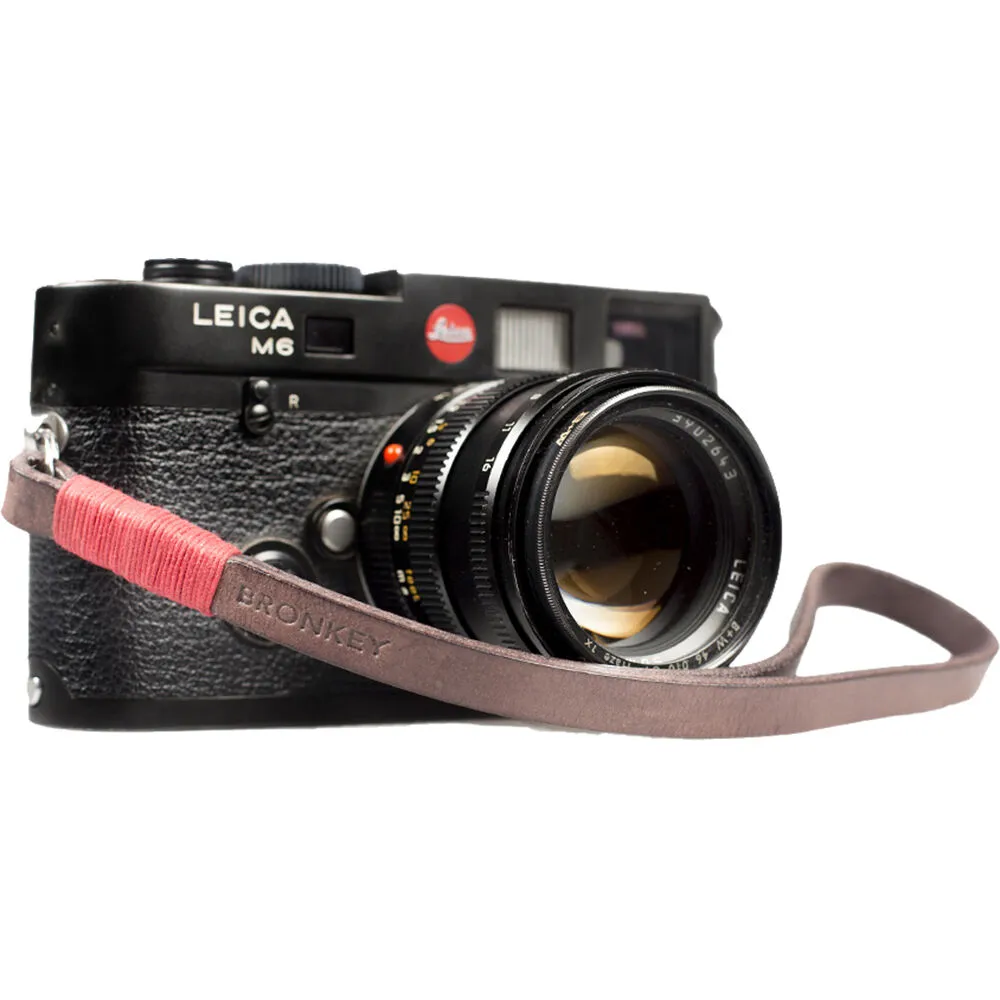 Bronkey Tokyo #202 Leather Camera Wrist Strap (Brown and Red, 9.1")