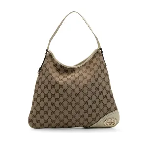 Brown Gucci GG Canvas New Britt Hobo