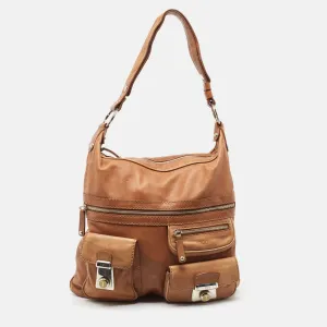 Brown Leather Took Tracolla Media Hobo