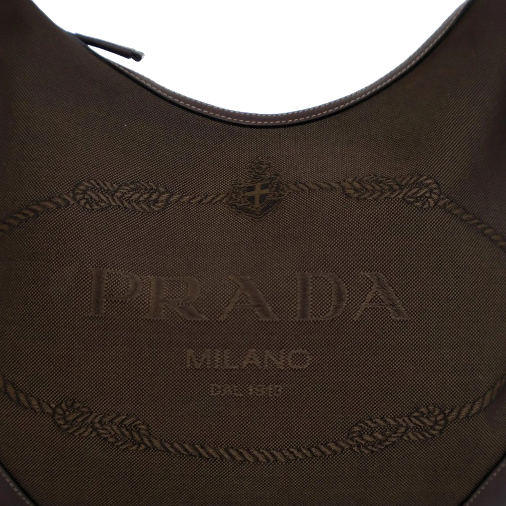 Brown Prada Canvas Canapa Logo Hobo
