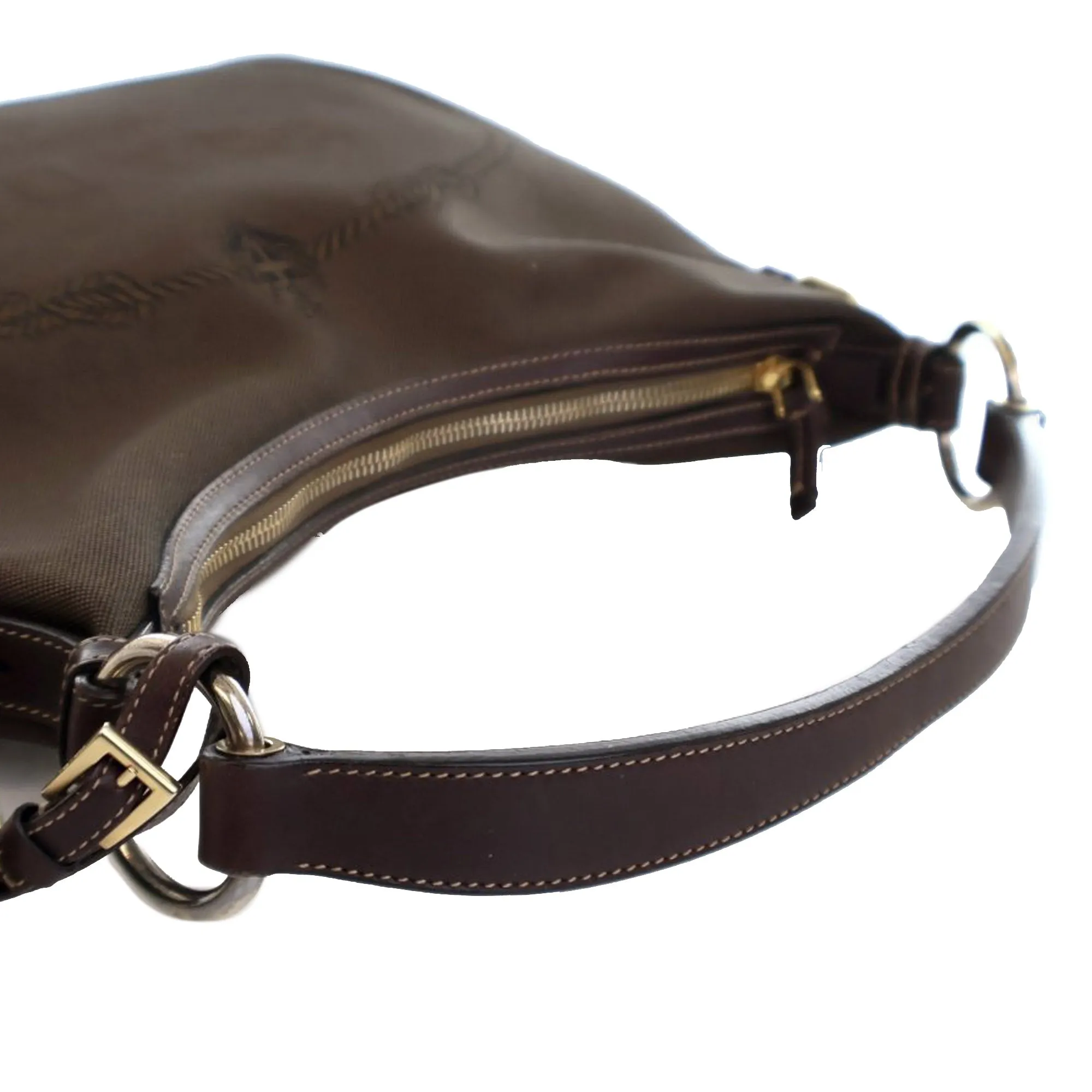 Brown Prada Canvas Canapa Logo Hobo