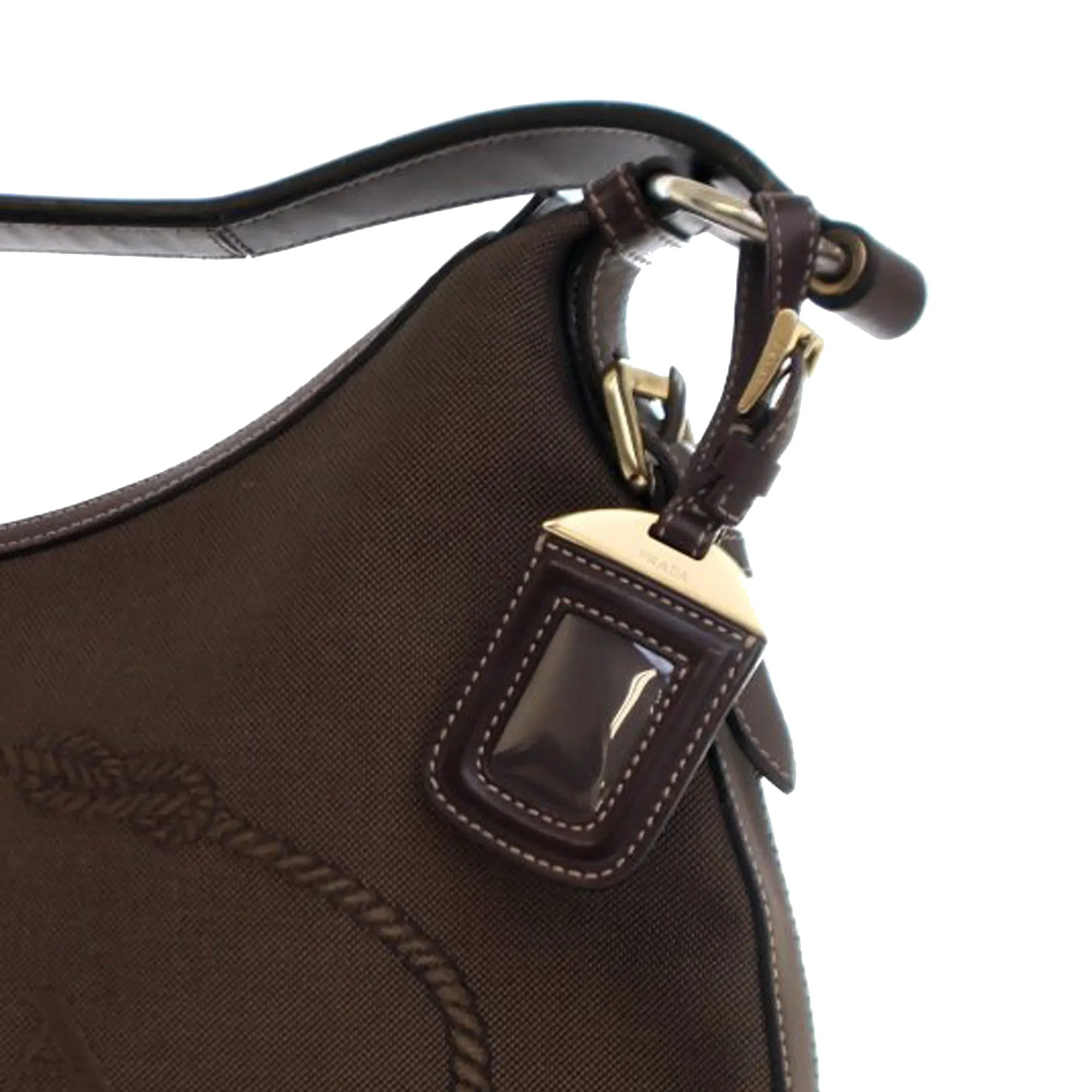 Brown Prada Canvas Canapa Logo Hobo
