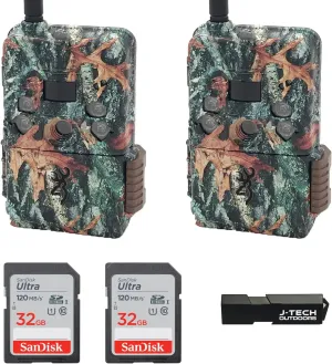 Browning (2) Defender Wireless Pro Scout Cellular Trail Game Camera (Verizon) Bundle Includes 32GB Memory Card and J-TECH Card Reader (18MP) | BTCDWPS-VZW