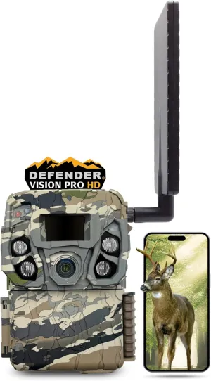 Browning Trail Cameras Defender Vision Pro HD 24MP Dual SIM Hunting Game Trail Camera - Ultra High Gain Antenna, 110' Night Detection Range & Smartphone App Compatibility (OVIX Camo)