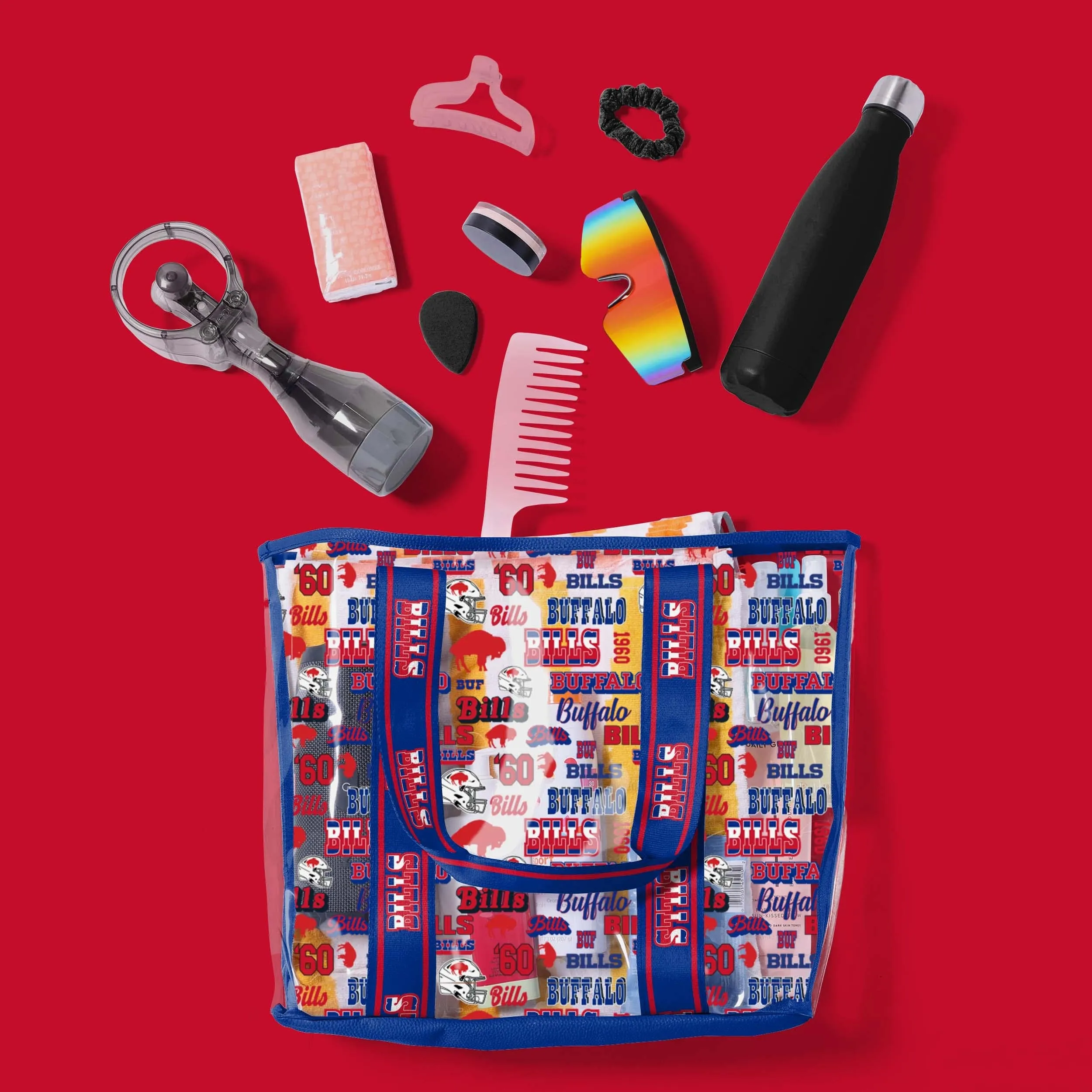 Buffalo Bills Repeat Retro Print Clear Tote Bag