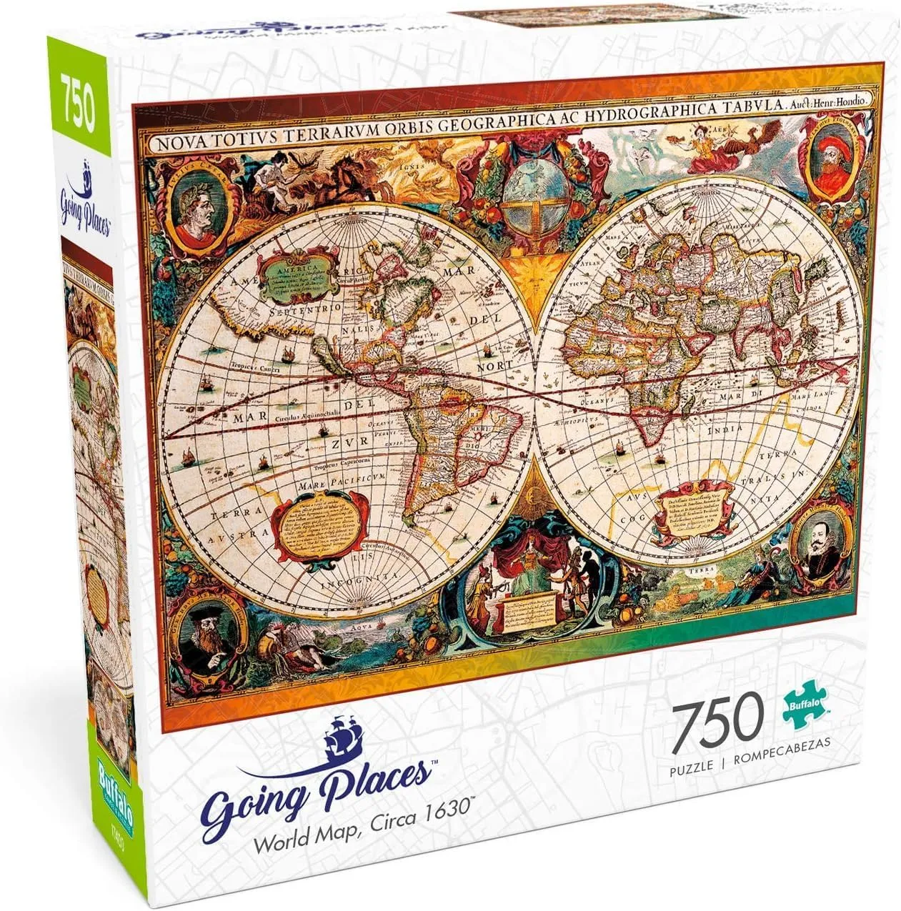 Buffalo Games - World Map, Circa 1630-750 Piece Jigsaw Puzzle for Adults -Challenging Puzzle Perfect for Game Nights - Finished Size is 24.00 x 18.00