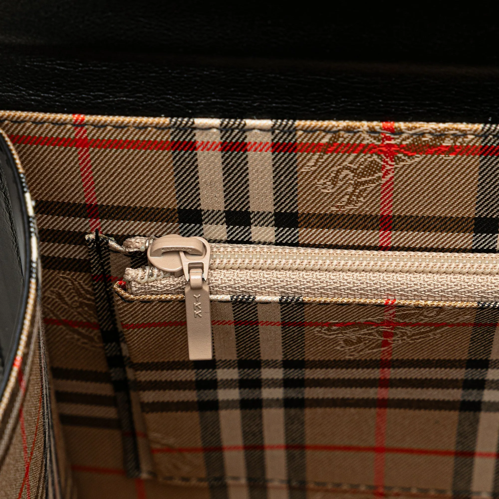 Burberry House Check Canvas Trimmed Leather Handbag