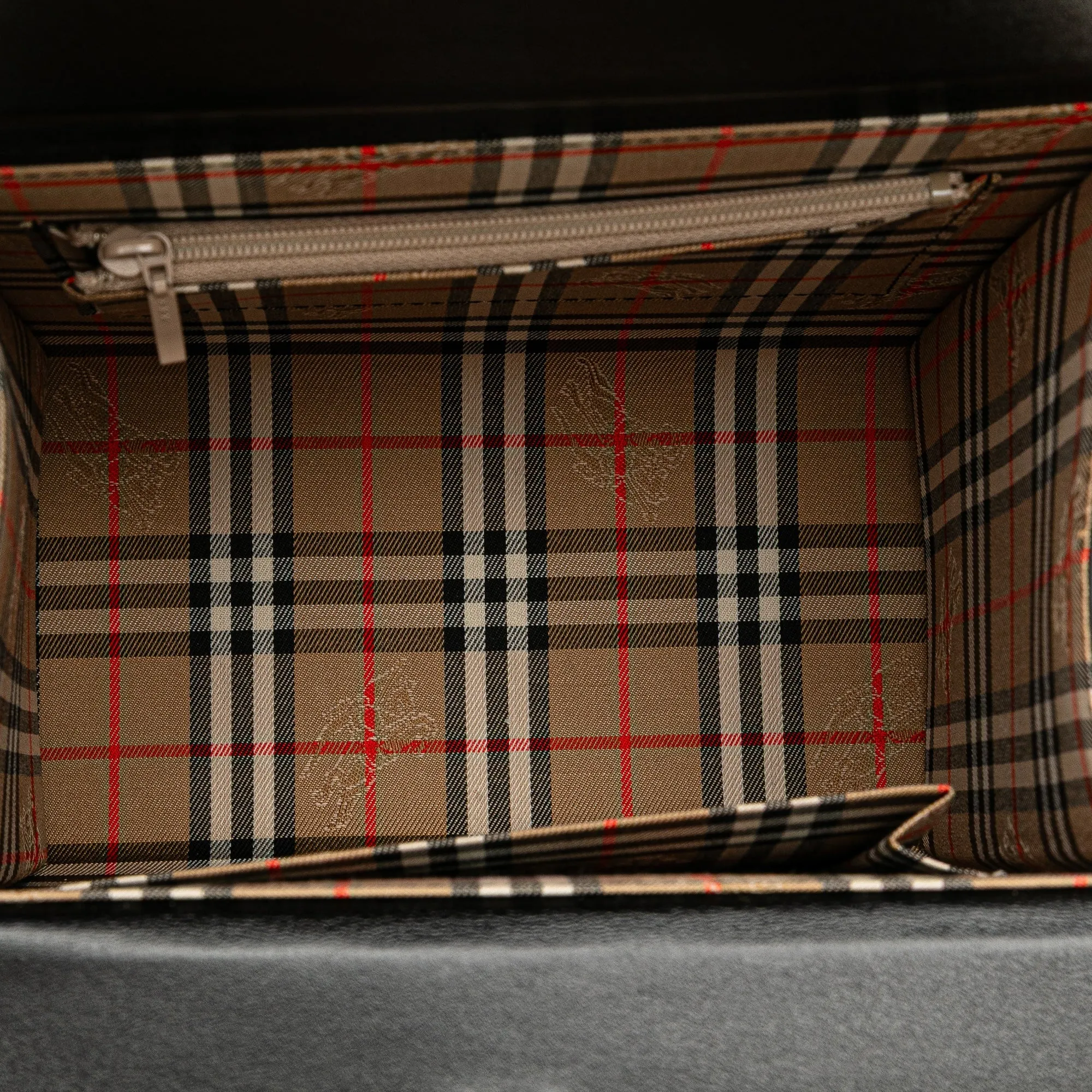 Burberry House Check Canvas Trimmed Leather Handbag