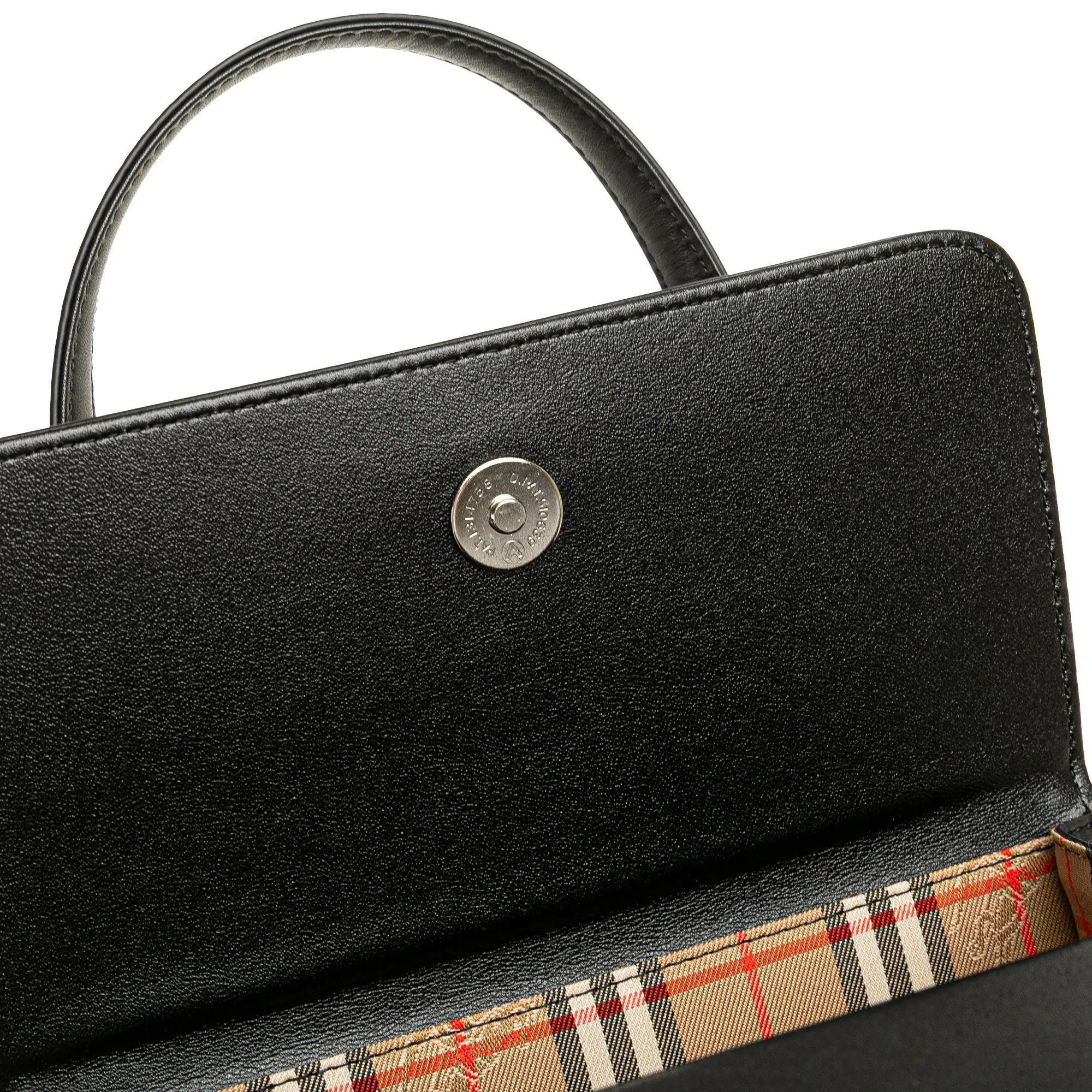 Burberry House Check Canvas Trimmed Leather Handbag
