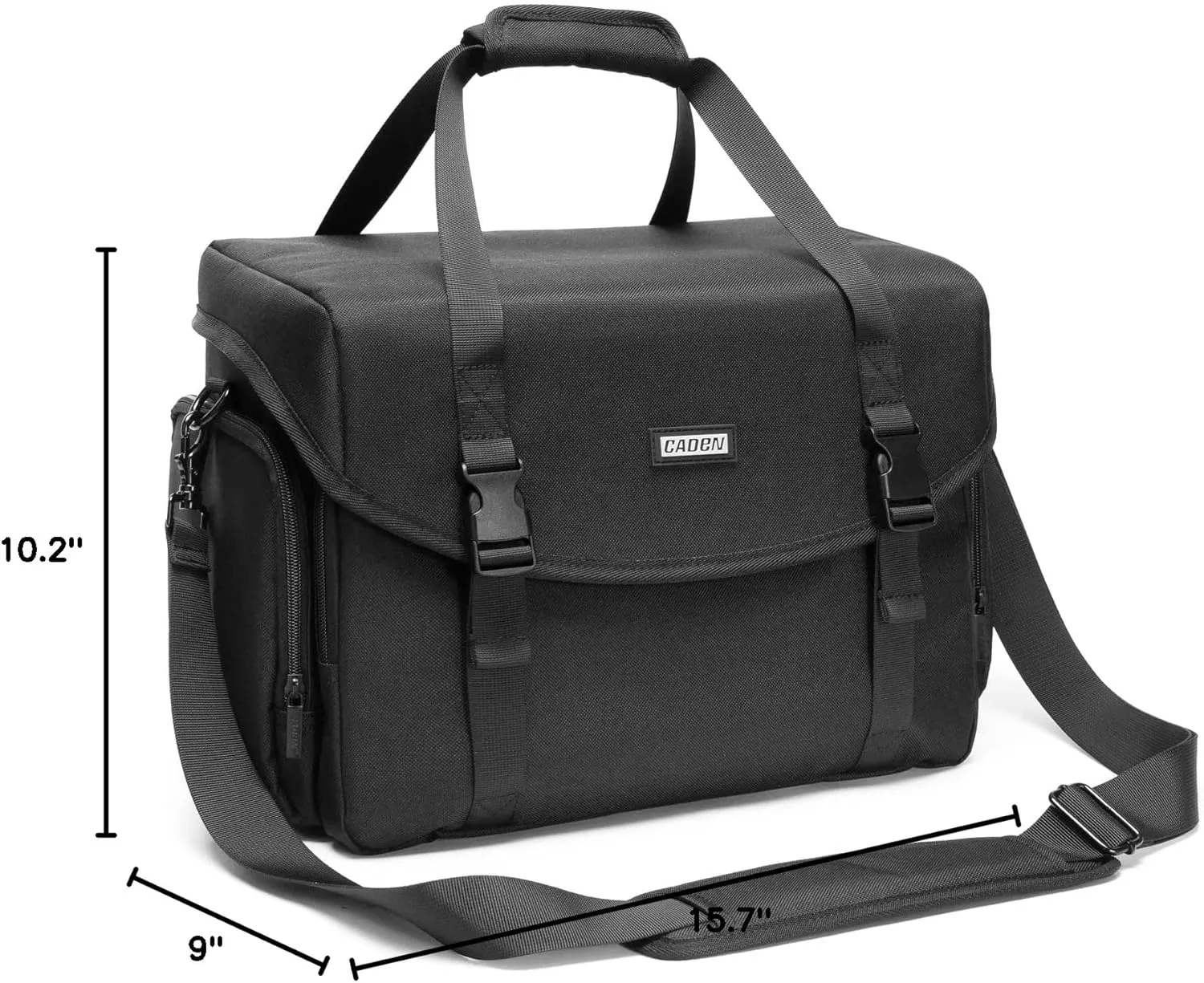 CADeN Camera Bag Case Shoulder Messenger Bag with Tripod Holder Compatible for Nikon, Canon, Sony, DSLR SLR Mirrorless Cameras Waterproof (Black, Large)
