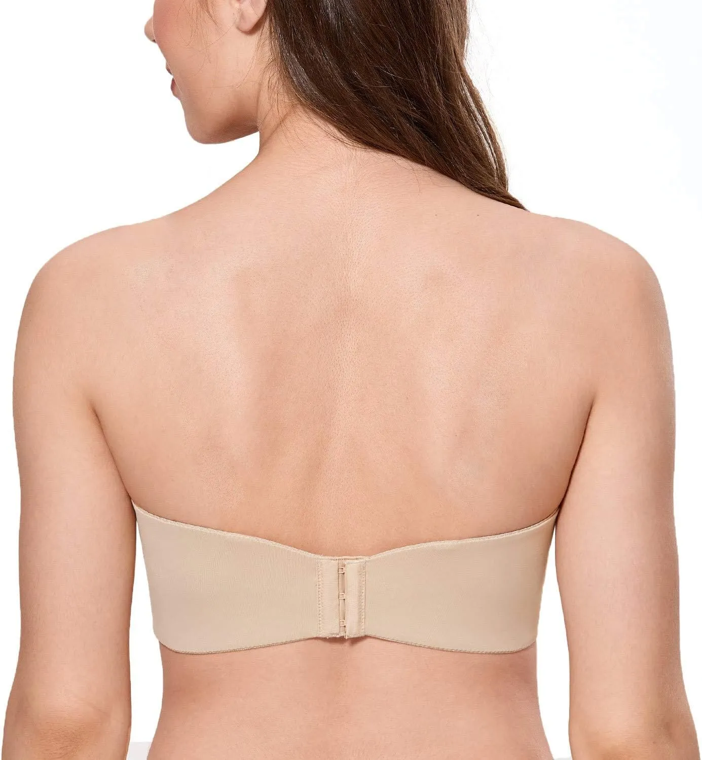 CALVENA Unlined Strapless Bra for Women Minimizer Seamless Bandeau Underwire Bra for Big Busted