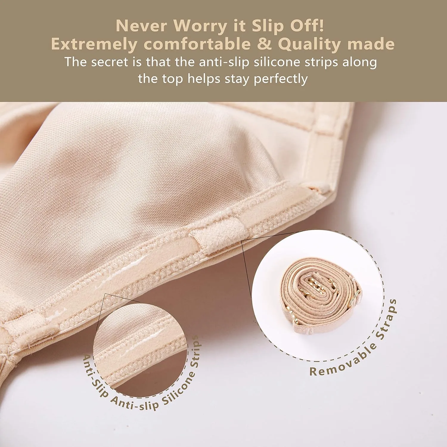 CALVENA Unlined Strapless Bra for Women Minimizer Seamless Bandeau Underwire Bra for Big Busted