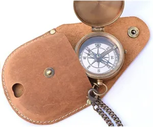 Camping Compass PU Bag Leather Label Mountain Pointing Needle Protective Cover Camping Supplies