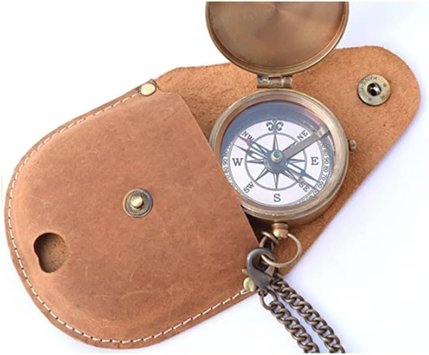 Camping Compass PU Bag Leather Label Mountain Pointing Needle Protective Cover Camping Supplies