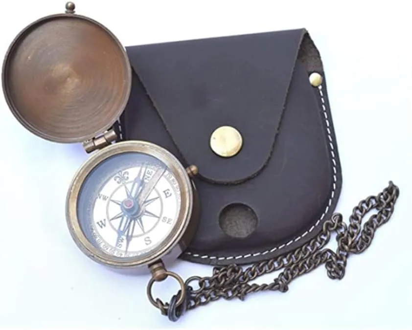 Camping Compass PU Bag Leather Label Mountain Pointing Needle Protective Cover Camping Supplies