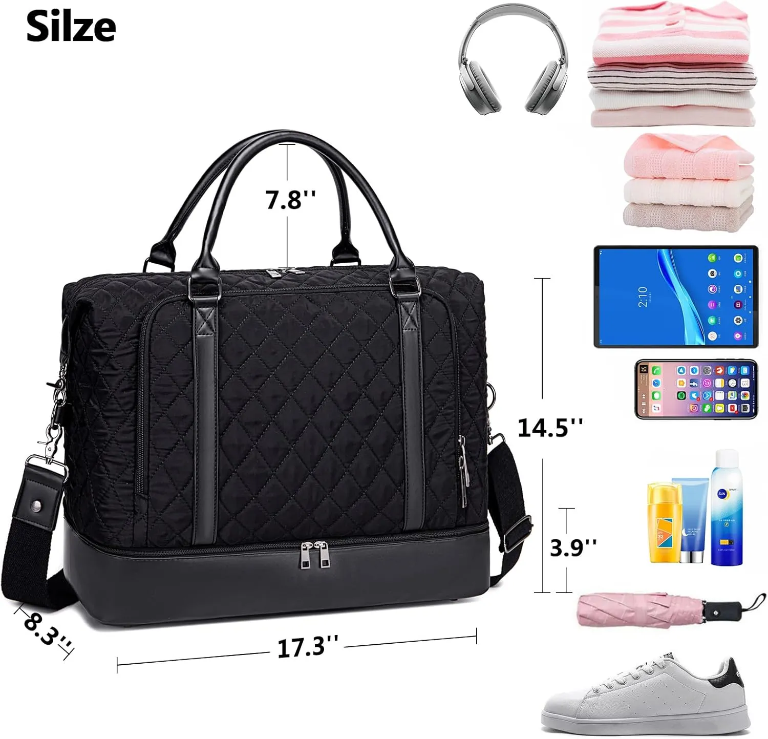 CAMTOP Women Ladies Travel Weekender Bag Overnight Duffel Carry-on Tote Bag fit 15.6 Inch Laptop Computer