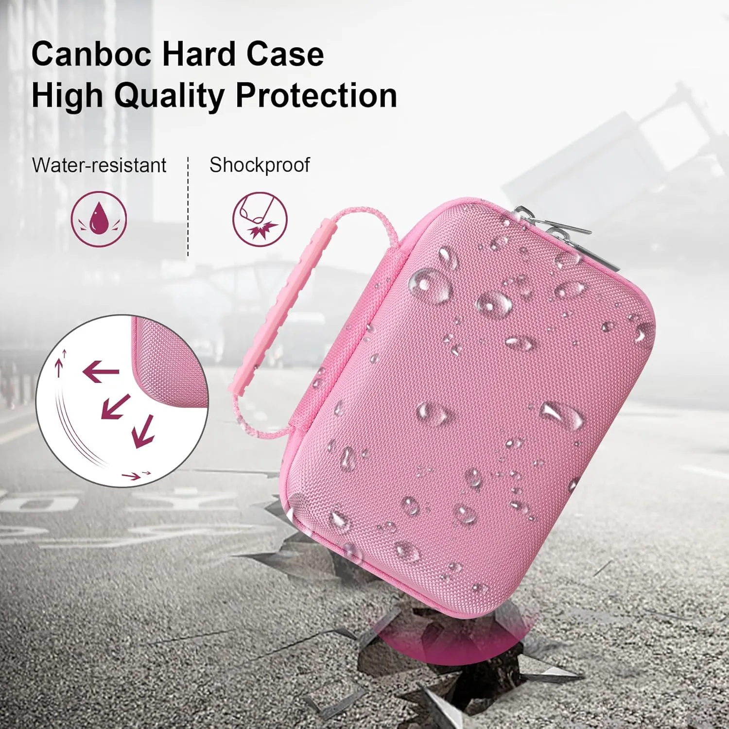 Canboc Carrying Case Compatible with SUPVAN T50M Pro Bluetooth Label Maker, Portable Mini Thermal Inkless Labeler Storage Bag fit Printer Labels, Cable, Pink (Case Only)