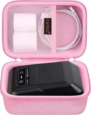 Canboc Carrying Case Compatible with SUPVAN T50M Pro Bluetooth Label Maker, Portable Mini Thermal Inkless Labeler Storage Bag fit Printer Labels, Cable, Pink (Case Only)