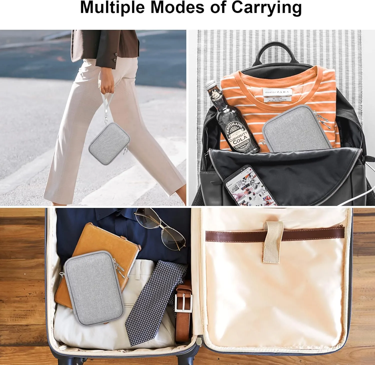 Canboc Carrying Case for NIIMBOT D110/JADENS D110/ORGBRO X1 Label Maker, Portable Bluetooth Label Printer Box, Zipper Mesh Bag fits Label Paper and Charging Cord, Grey(Case Only)