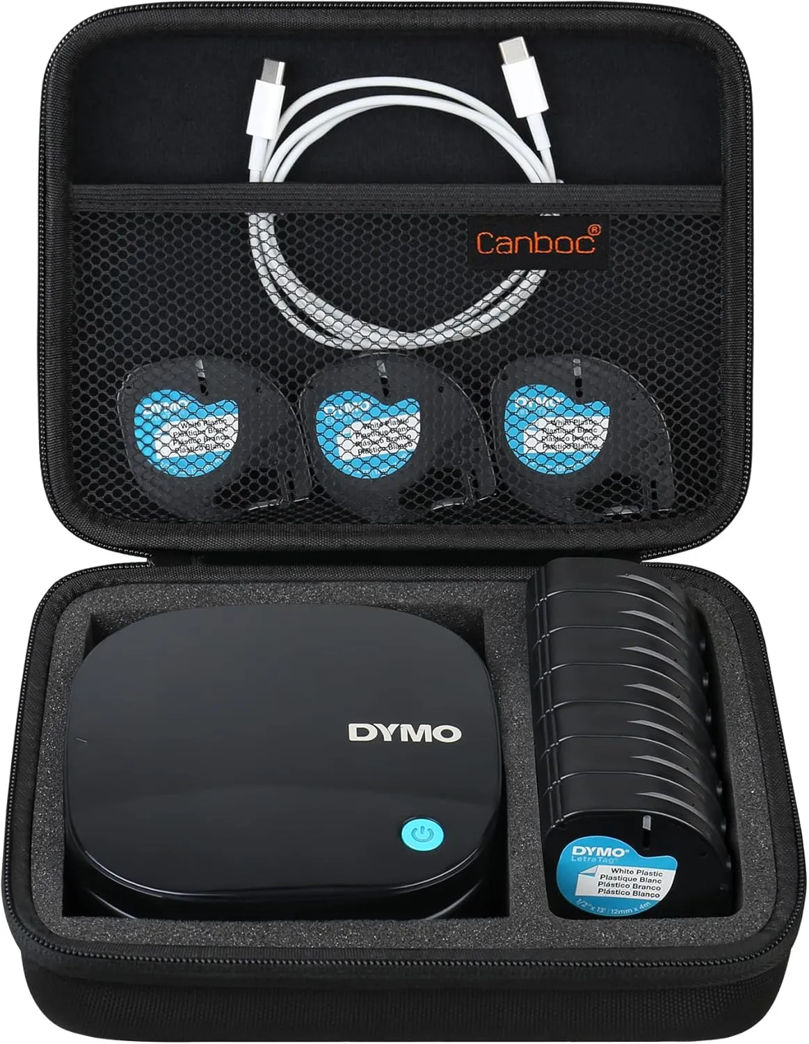 Canboc Hard Carrying Case for DYMO LetraTag 200B Bluetooth Label Maker, Compact Bluetooth Wireless Label Printer Bag fits Label Tapes and Batteries, Black