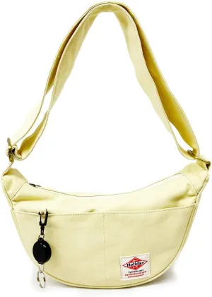 Canvas Crescent Moon Shoulder Hobo Sling Bag for Women with Retractable Key Reel Unisex