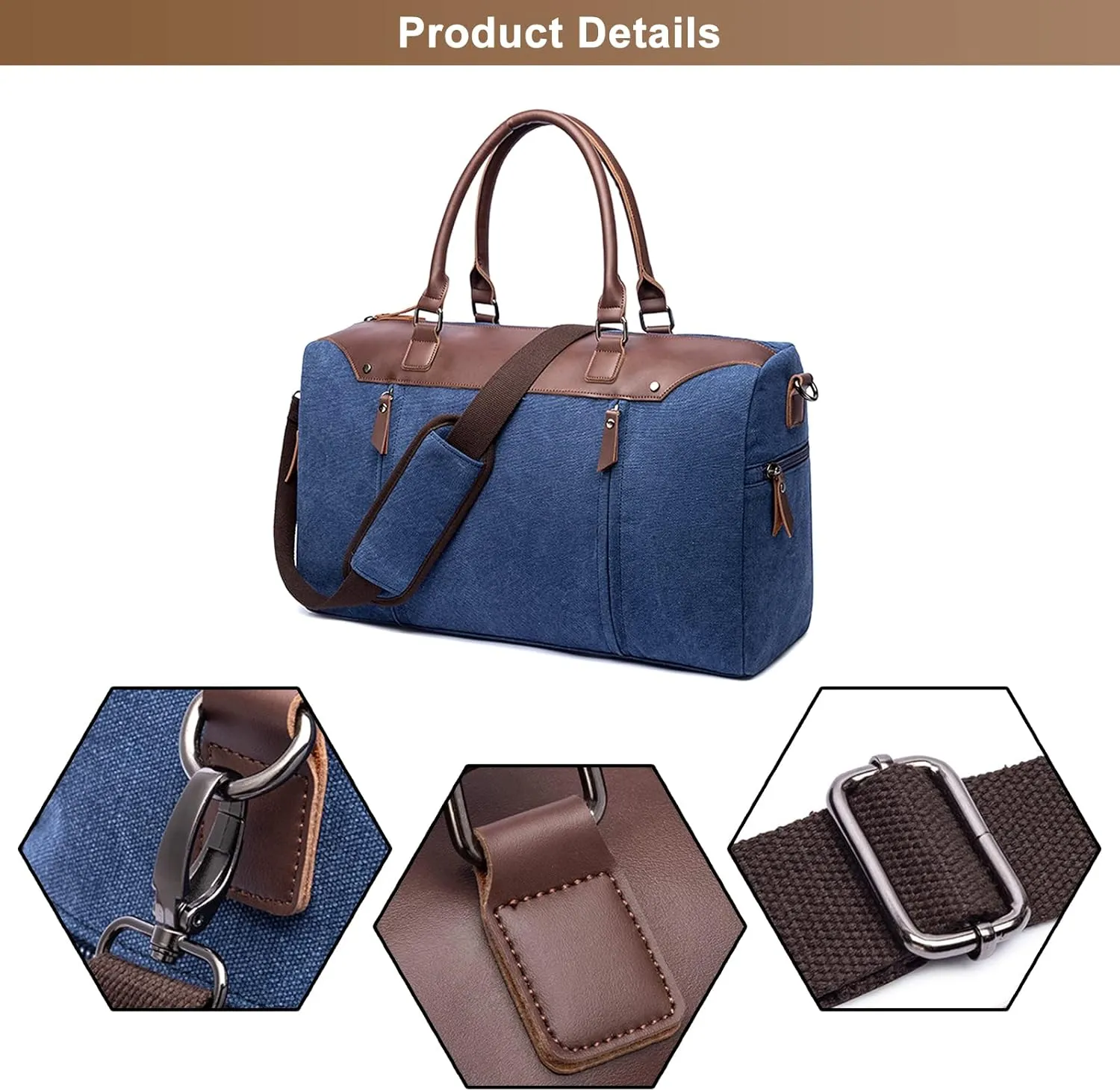Canvas Duffel Handbag for Men, Weekend Travel Overnight Bag Large Capacity Carry on Shoulder Bags for Climbing Camping (Grey)