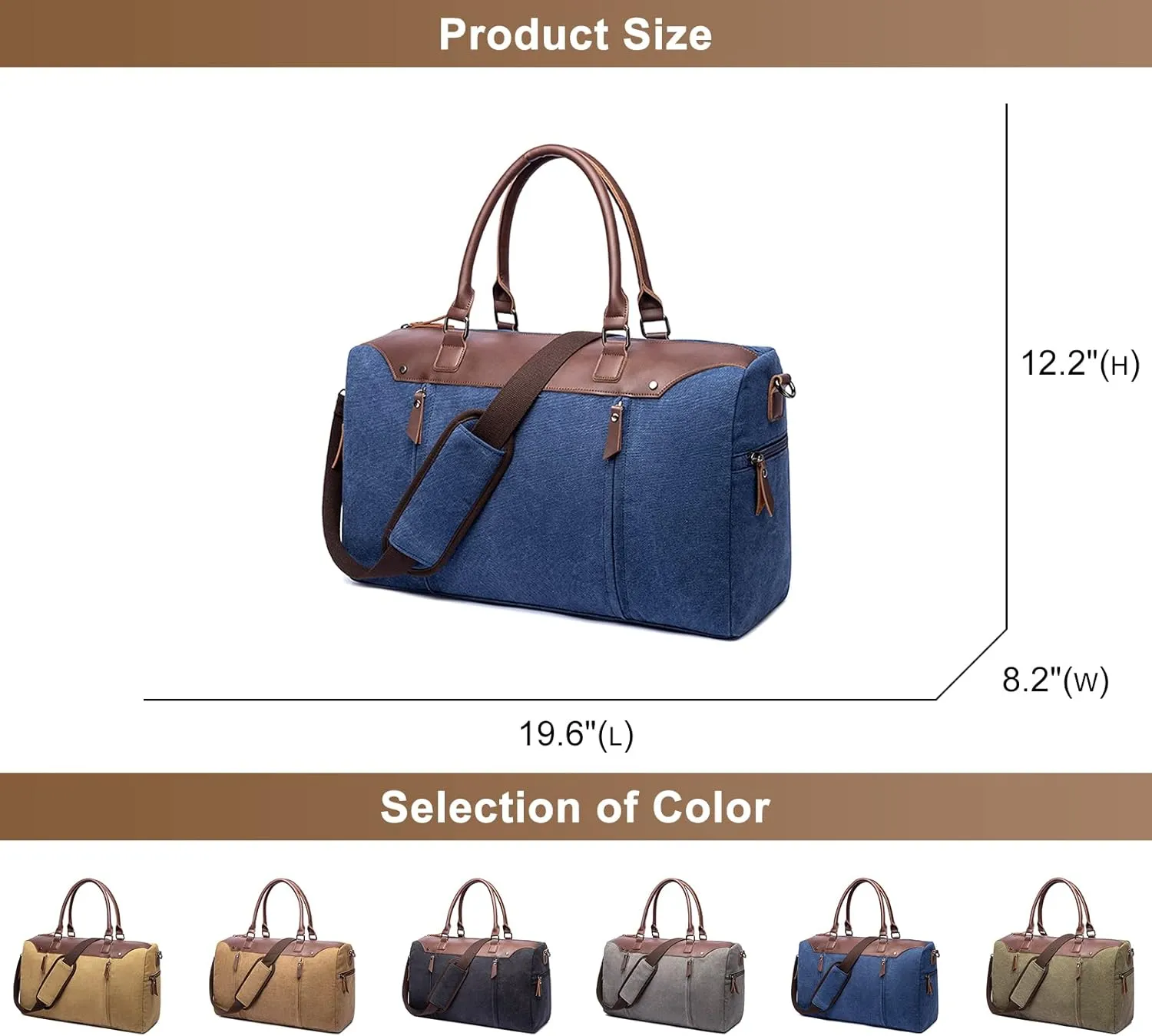 Canvas Duffel Handbag for Men, Weekend Travel Overnight Bag Large Capacity Carry on Shoulder Bags for Climbing Camping (Grey)