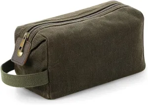 Canvas Toiletry Wash Bag - Olive