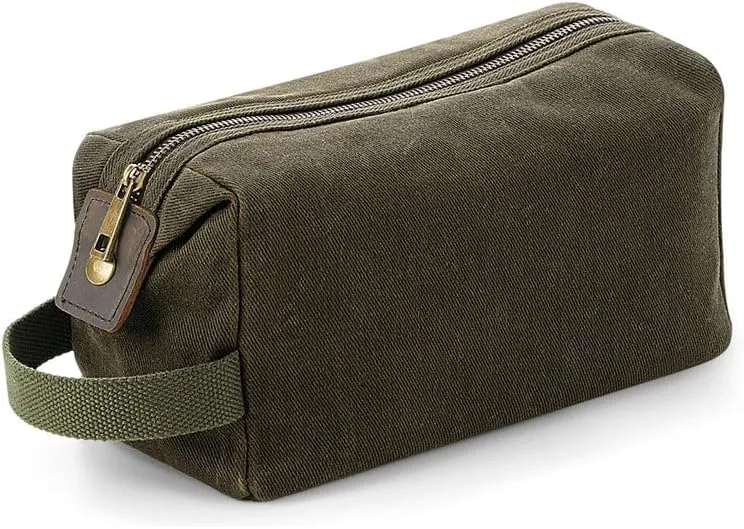 Canvas Toiletry Wash Bag - Olive