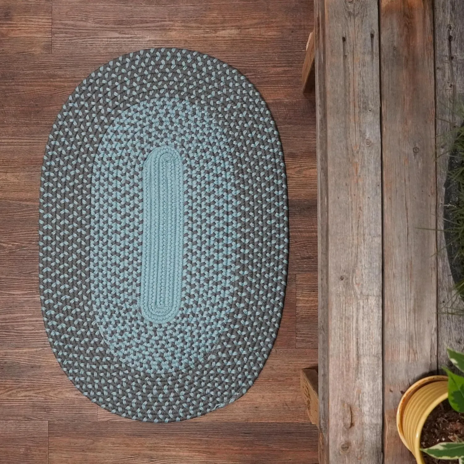 Cape Elizabeth Collection Reversible Braided Scatter Rug - 2' x 4' Oval, Blue Grey, Handcrafted in USA, Woven Texture, High Traffic Rated, Kitchen, Living Room, Bedroom, Foyer, Porch