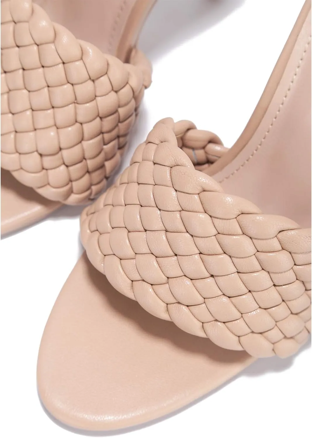 Cape Robbin Anson Sexy Woven High Heels for Women, Square Open Toe Shoes Heels
