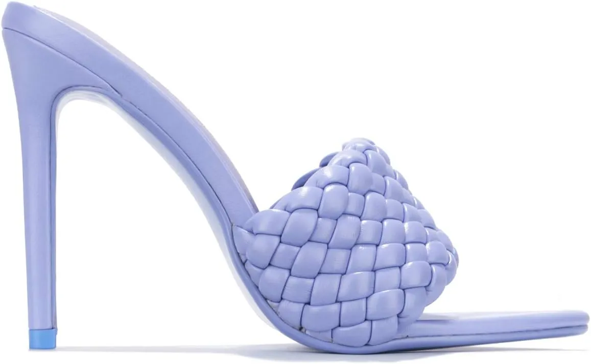 Cape Robbin Anson Sexy Woven High Heels for Women, Square Open Toe Shoes Heels
